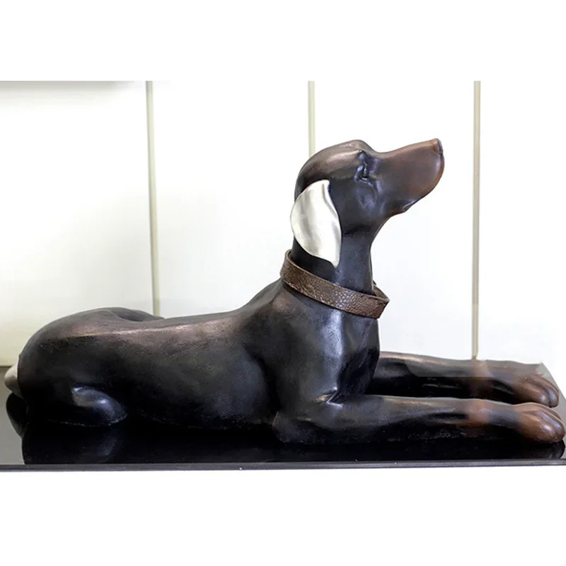 Home Living Room Decoration Sculpture Black Hound Animal Statues And Sculptures Room Decoration Resin Statue Holiday Gift
