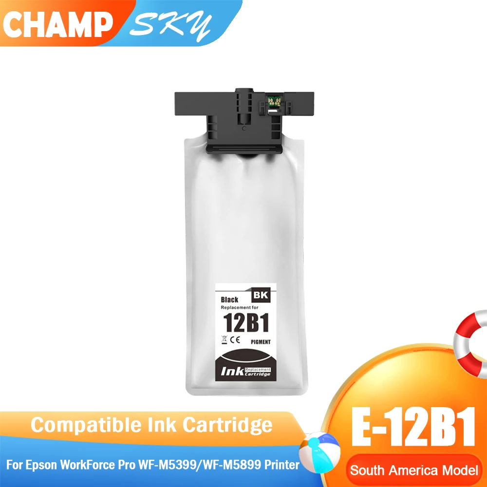 Champ Sky T12B1 T12C1 Compatible Black Inkjet Ink Bag Cartridge For Epson WorkForce Pro WF-M5399/WF-M5899 Printer
