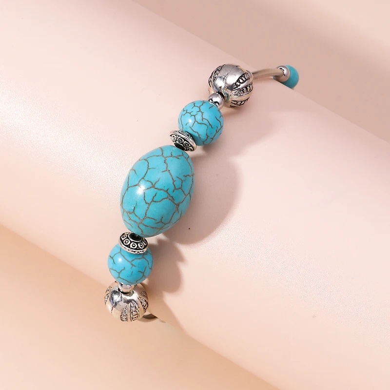 Böhmisches handgefertigtes Armband mit türkisfarbenen Perlen für Frauen und Mädchen, Party- und Festivalschmuck, Geschenke – Detail 5