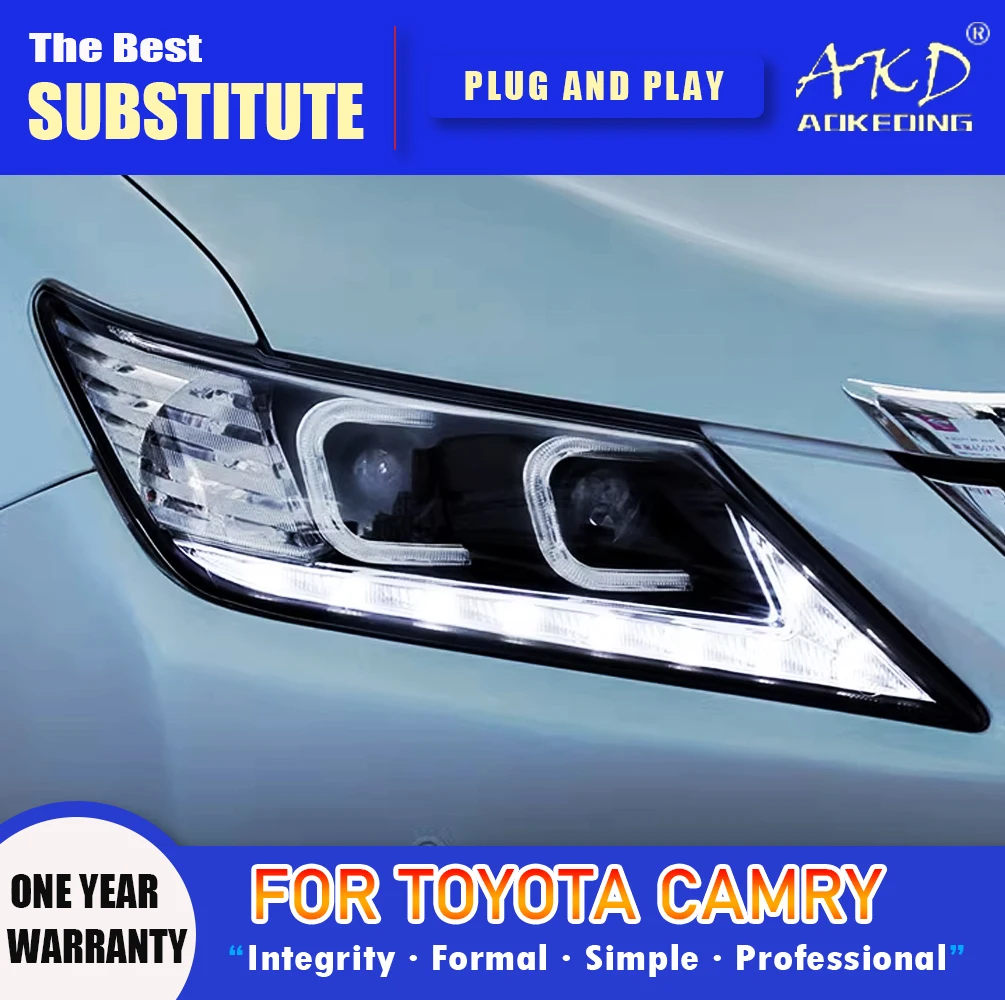 

AKD Head Lamp for Toyota Camry LED Headlight 2012-2014 Headlights Camry DRL Turn Signal High Beam Angel Eye Projector Lens