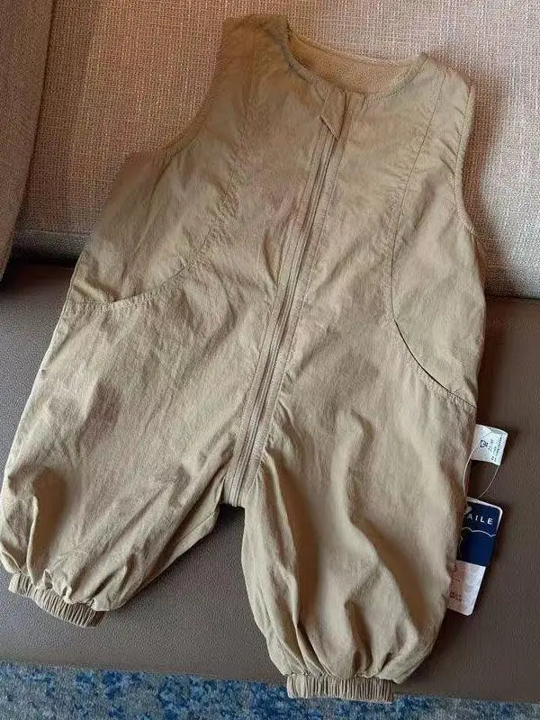 Salopette a prova di T foderata in Fce per bambini Pantaloni in vita per cartoni animati Neonate Rer Tuta Thiened Abiti invernali