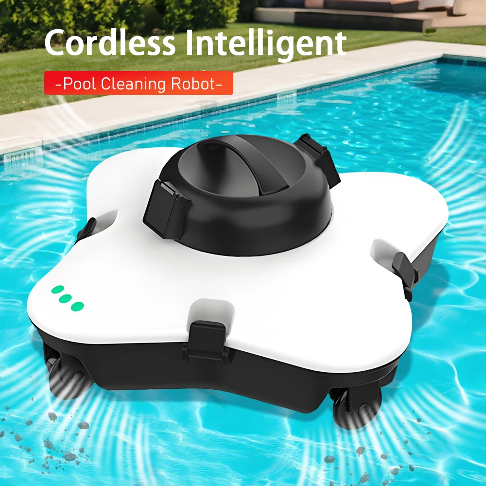 Automatic Cordless Pool Cleaning Robot Intelligent Swimming Pool Vacuum Cleaner Self-Propelled for In-Ground & Above-Ground Pool