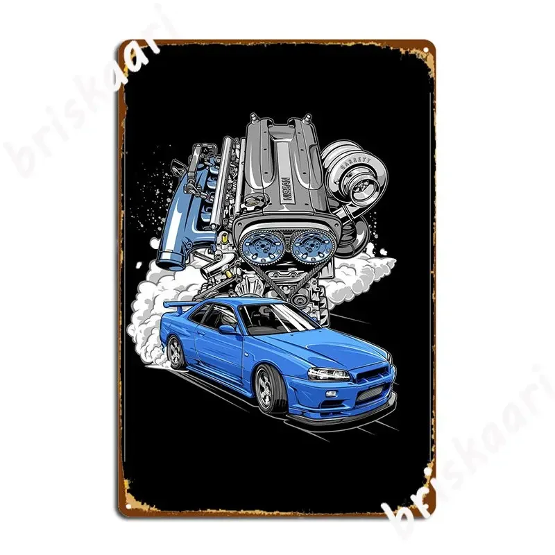 Rb26 Skyline R34 Metal Sign Decoration Living Room Club Party Plaques Tin Sign Poster