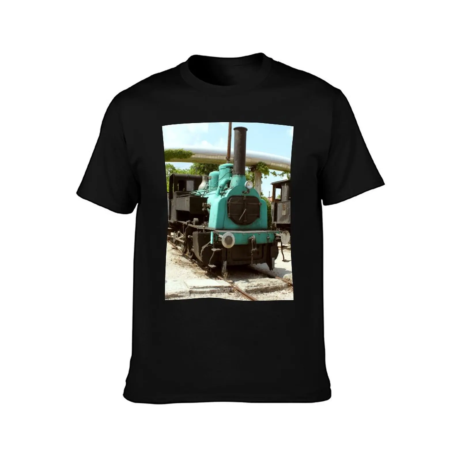 Vintage Trains of Europe-Blue Locomotive T-Shirt man t shirt summer T-Shirt