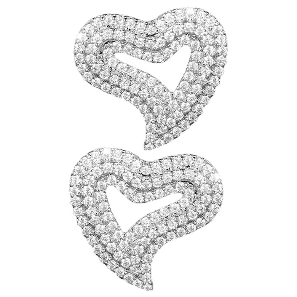 غير النظامية على شكل قلب حجر الراين وأقراط الحلو تصميم أنيق بلينغ الزفاف وصيفه الشرف العصرية الملحقات