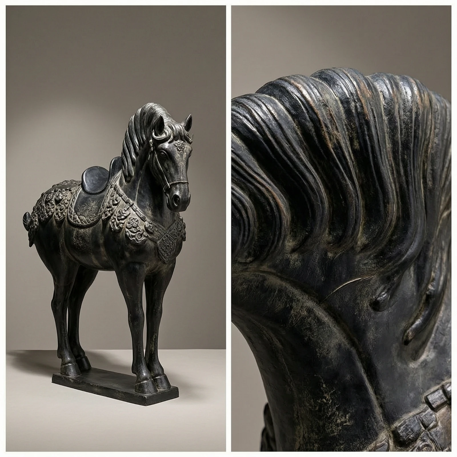 Horse Figurine Ornate Horse Sculpture with Base Equestrian Figurine Elegant Artistic for Home Decorators, Living Room, Entryway