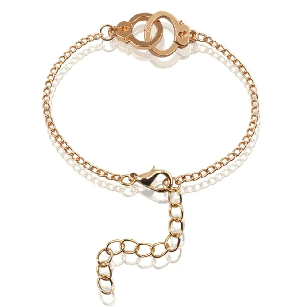 FSUNION 2025 New Gold Color Handcuffs Punk Bracelets For Women Girl Chain Bangles Summer Style Fashion Jewelry Gifts