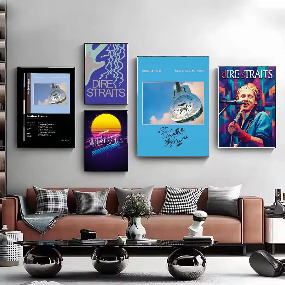 Rock poster D-Dire Straits Poster Stylish Wall Art Print for Living Room Bedroom Study Office Café Home Decor Modern Gift