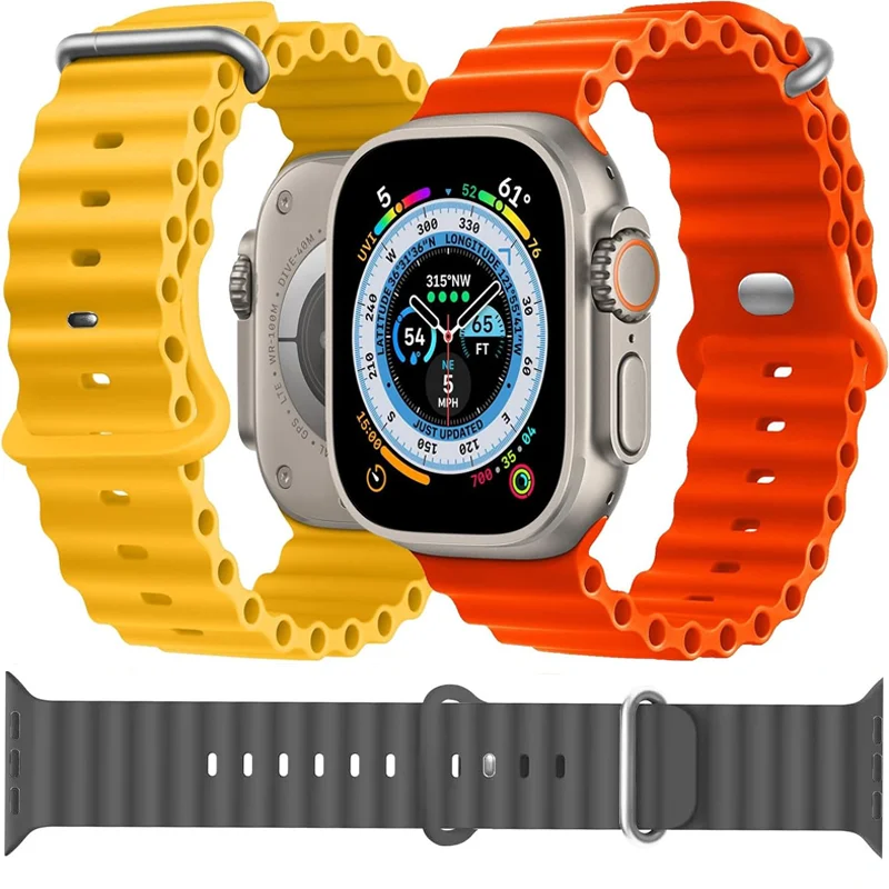 

Ocean Band for Apple Watch Ultra 49mm 46mm 42mm 45mm 44mm 40mm 41mm Silicone Sport Bracelet Correa Series 10 9 7 8 5 6 SE Strap