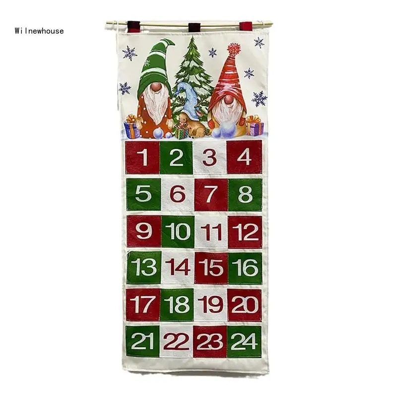 

24 Pockets Fabric Christmas Advent Calendar Wall Hanging With Storage Bags Dropship