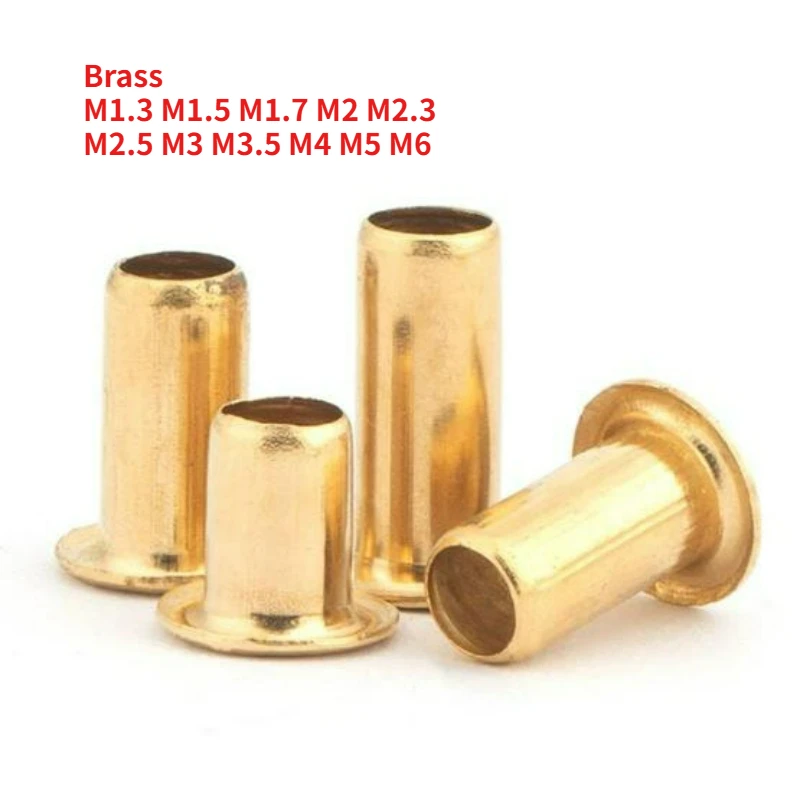 M1.3 M1.5 M1.7 M2 M2.3 M2.5 M3 M3.5 M4 M5 M6 Brass Hollow Rivet Copper Tubular Rivets Double Sided Circuit Board PCB Nails