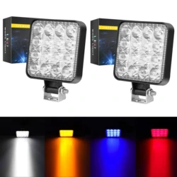 2pcs 12V 16LED Mini Square LED Work Light Off Road Auxiliary Modified Headlights Spotlights Flood Spot Lamp For Car Truck SUV