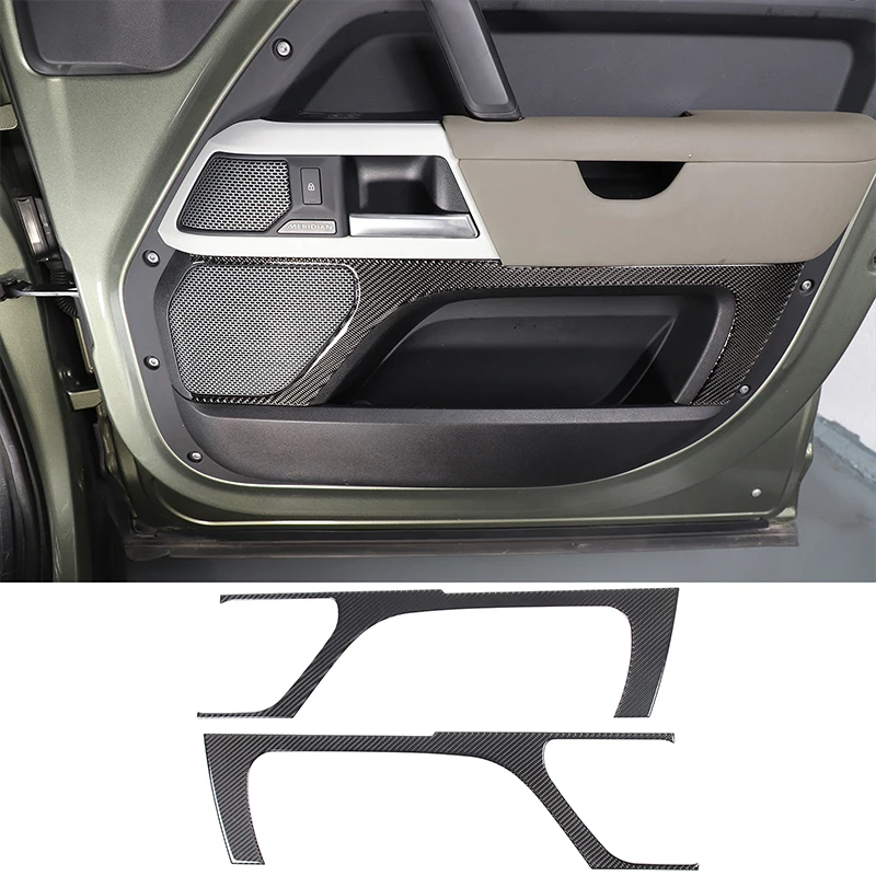 

Soft Carbon Fiber Car Front Door Speaker Horn Frame Panel Trim Stickers For Land Rover Defender 110 2022-2024 Car Accessories
