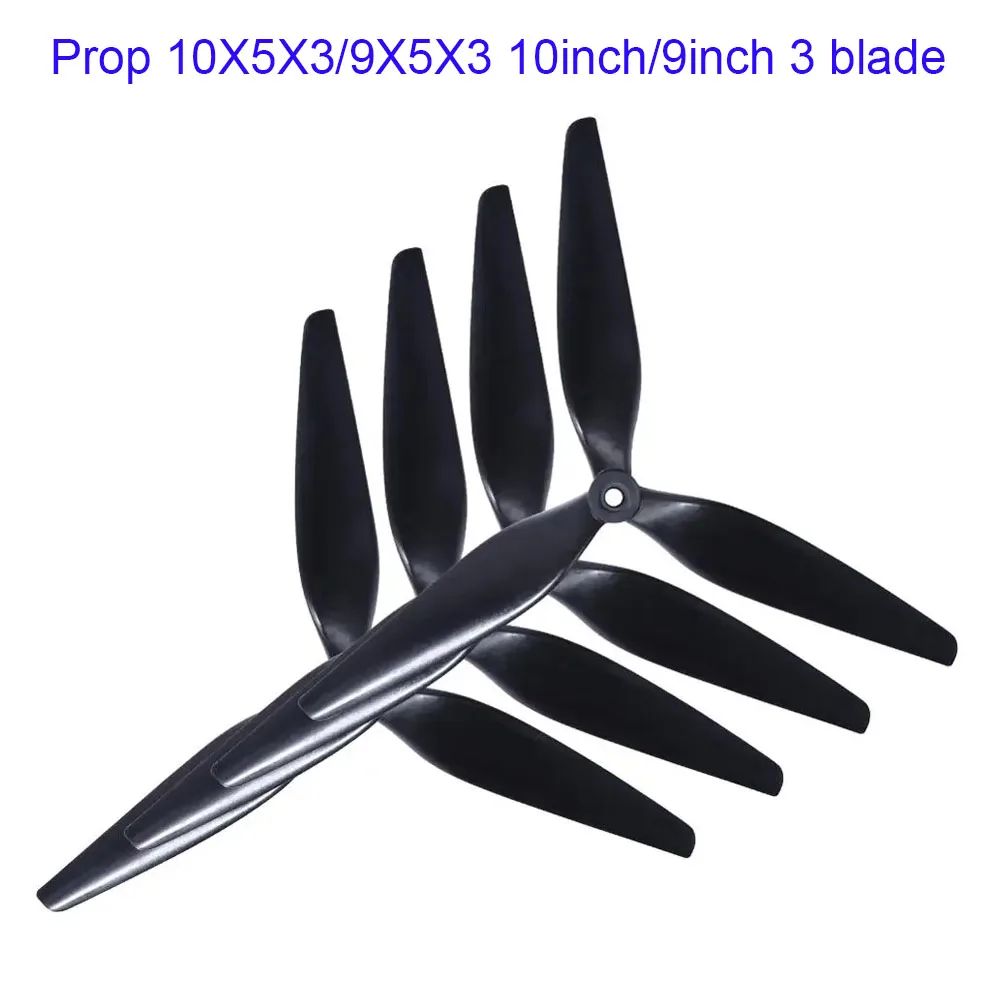 HQ Macroquad Prop 10X5X3/9X5X3 1050/9050 10inch/9inch 3 blade/tri-blade Black-carbon Reinforced Nylon propeller prop for FPV