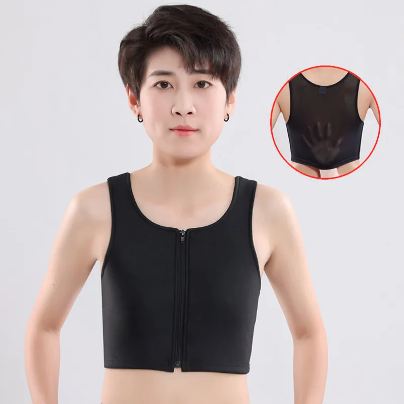 

Front Zipper Breast Binder Transmen Lesbian Elastic Breathable Bustier Shirt Summer Comfort Women Les Shapewear Corset Top