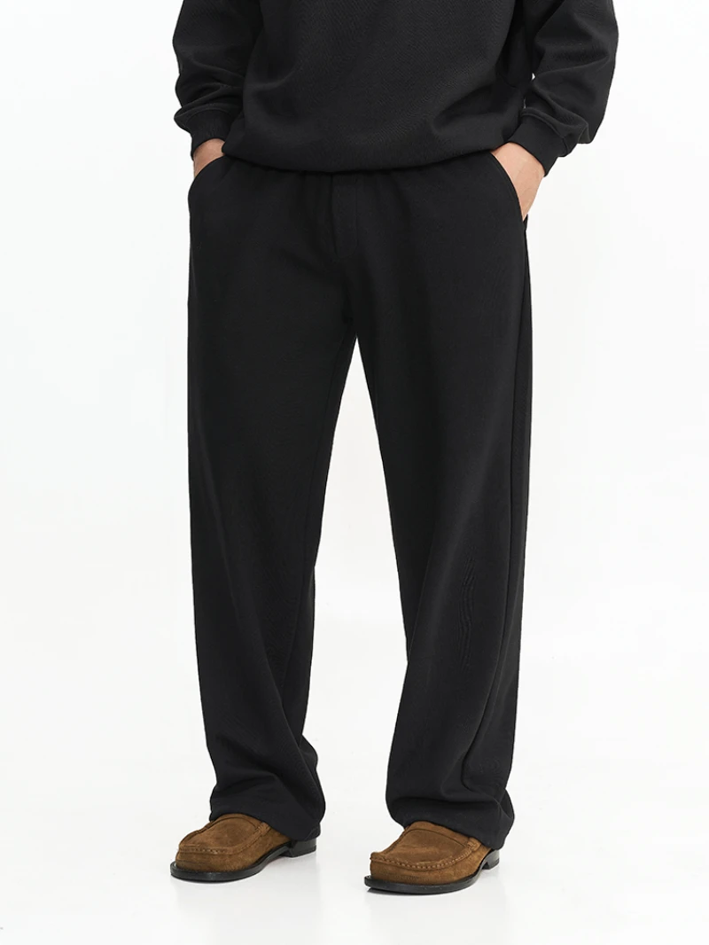 مركب النمط الأساسي الرجال فضفاض مستقيم الساق عارضة السراويل النمط الأمريكي مستقيم فضفاض عارضة السراويل الرياضية Sweatpants