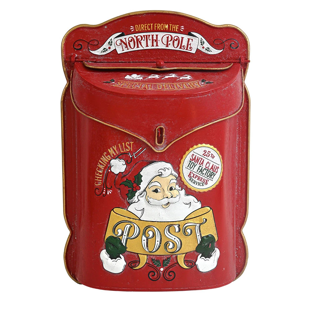 Christmas Gift Box Metal Wall Mounted Containers Tinplate Gift Holiday Party Supplies Tank Sundries Save Red Handmade Box