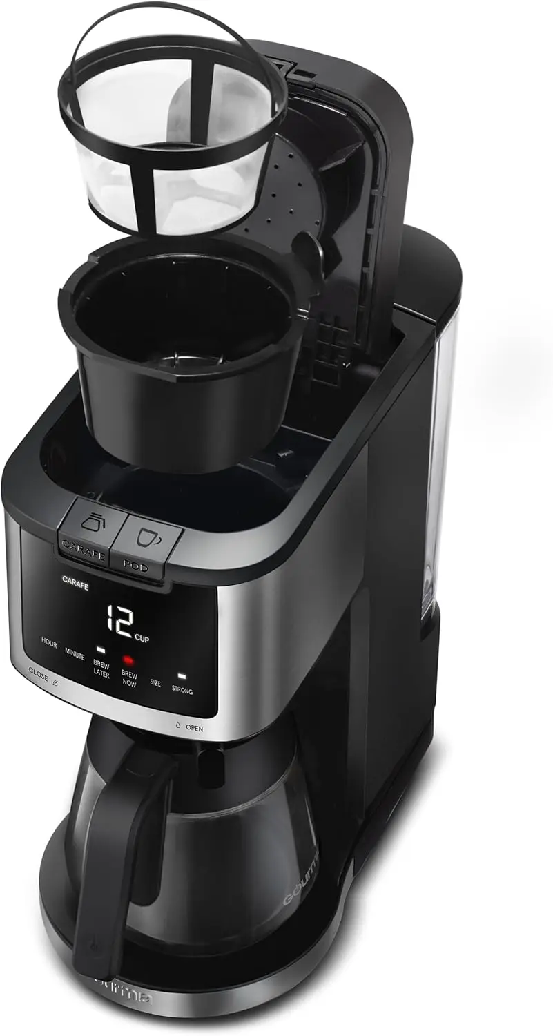 Cialde monodose 2 in 1 + caffettiera da 12 tazze con regolazione fino a 4 ore per tenere al caldo