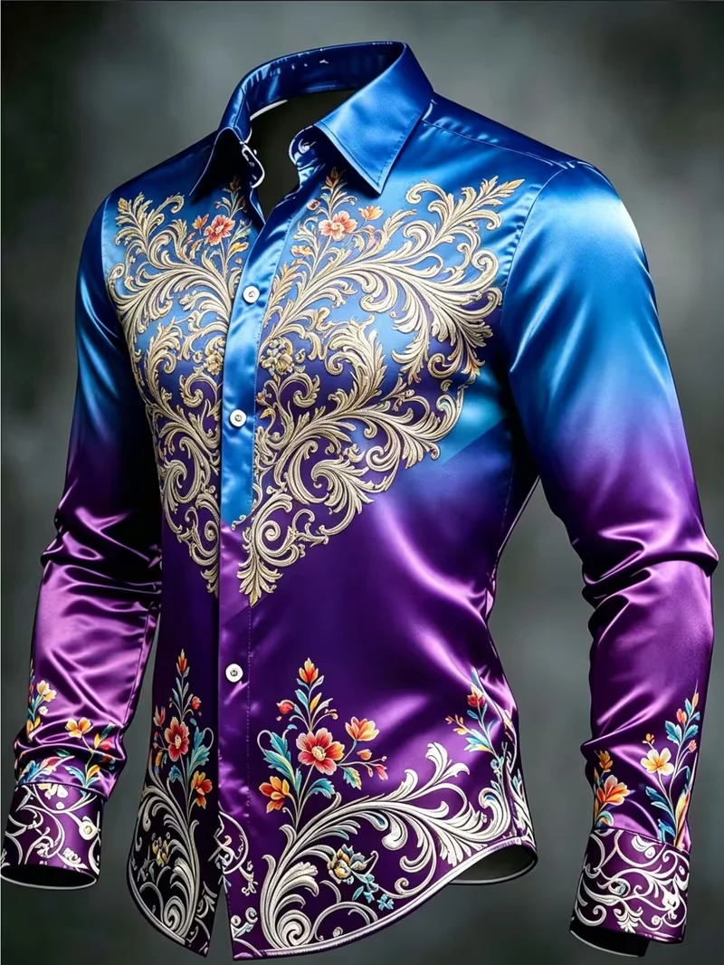 New Retro Top Wine Red Bright Skeleton Queen Spades Rose Poker Tarot 3D Printed Men's Long Sleeve Shirt