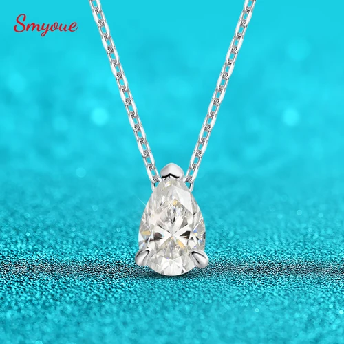 Smyoue 여성용 모이사나이트 목걸이, 18k 금도금 쥬얼리, 100% 스털링 실버 925 펜던트, 1CT, 2CT 배 컷 D VVS1 인증  Best5