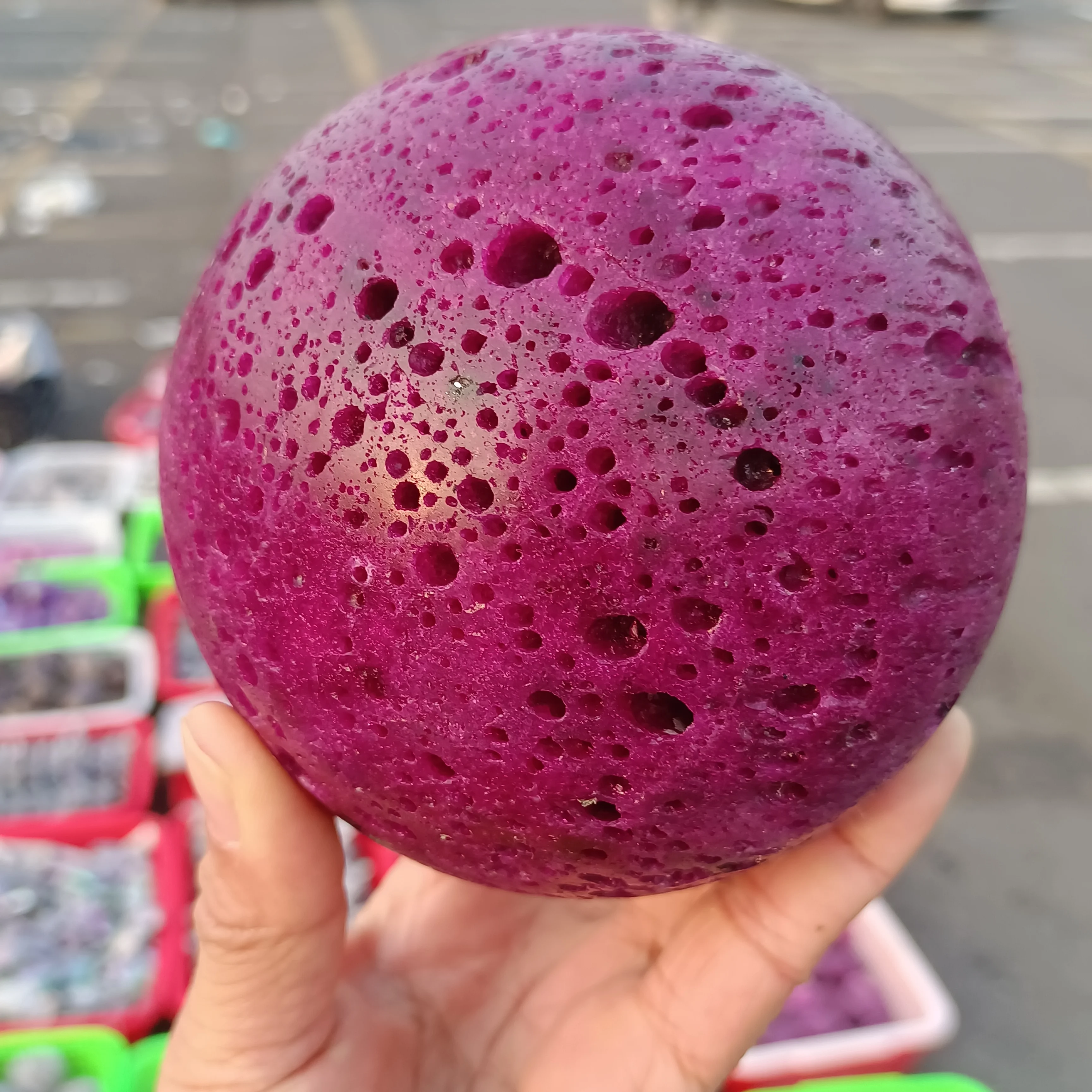 Huge Natural Red Gem Ball, Quartz Crystal Energy Divination Ball, Mineral Reiki Healing Stone, Degaussing Meditation Ball