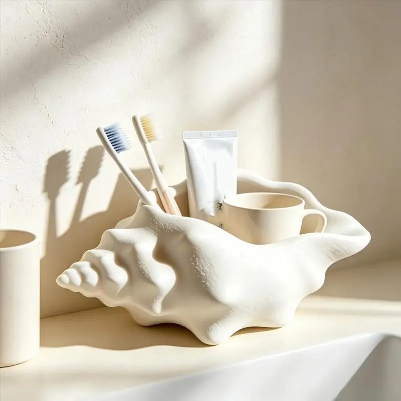 Seashell Storage Box, Bathroom Container Toothbrush Holder, Multifunctional Desktop Organizer For Key Storage And Plant Pots