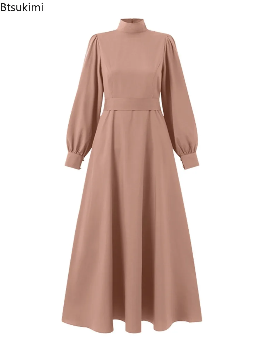 Neues 2025, muslimisches Kleid für Damen, solides Hijab, Dubai, Abaya, langes Kleid für Damen mit Schärpen, Kleidung, Abaya-Kleider für Damen, Abaya-Kleid