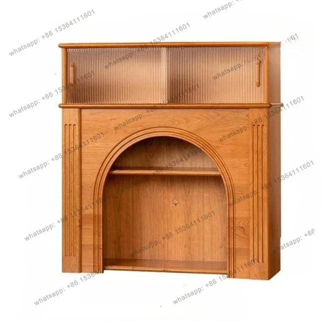 

solid wood fireplace decorative fireplace TV cabinet Fireplace cabinet Living room entrance French medieval