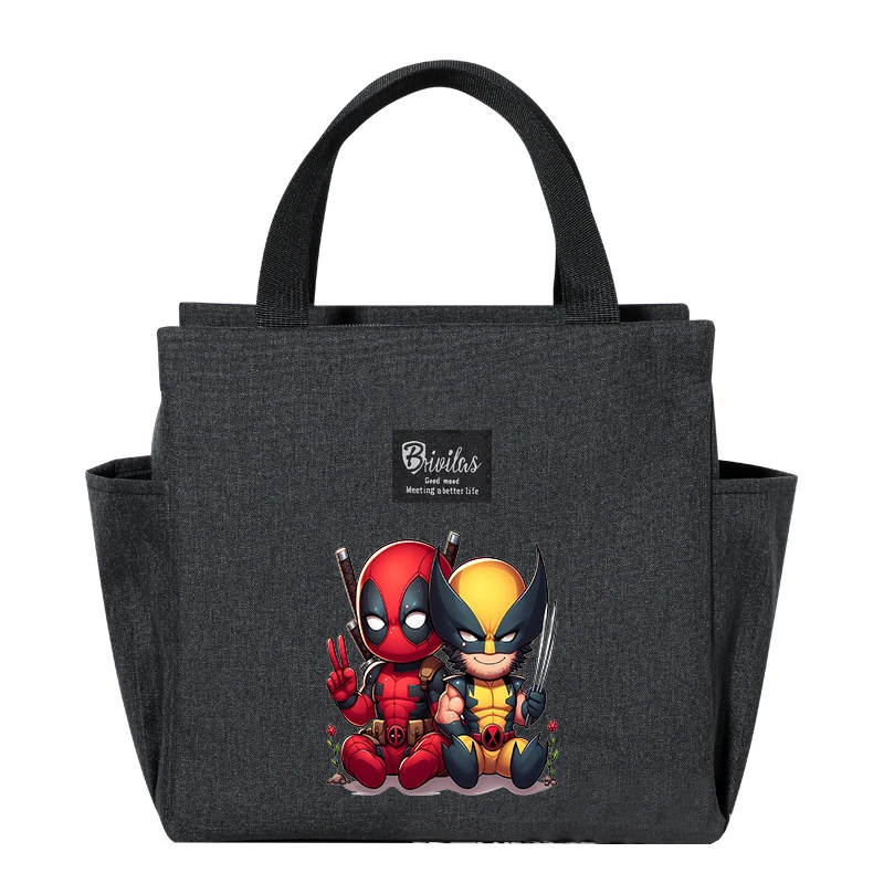 Marvels Deadpool & Wolverine Lunch Bags Anime Picnic Bag Cartoon Insulated Meal Storage Pack Kawaii Lunch Boxes for Kids Gift