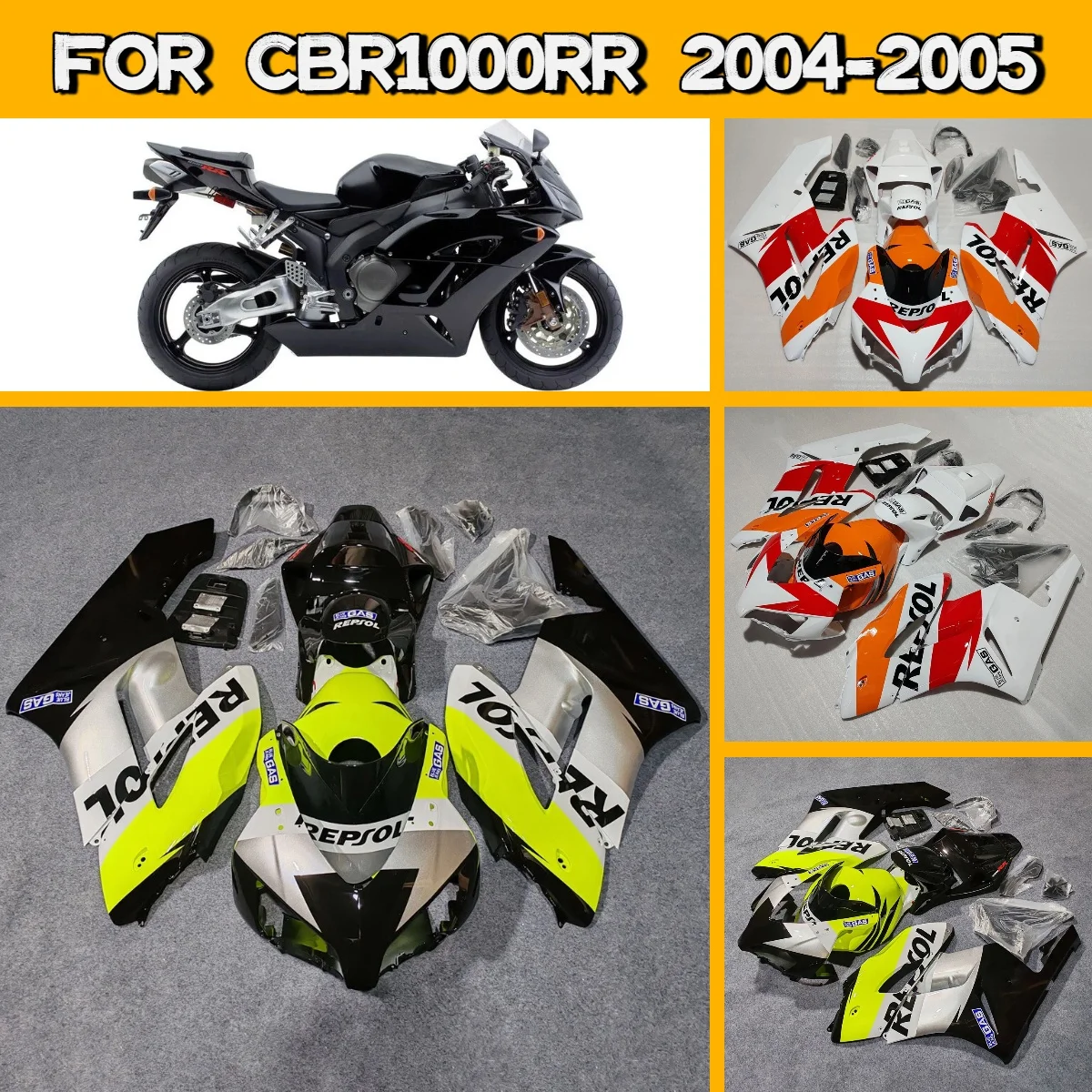 

Комплект обтекателей для мотоцикла Honda CBR 1000RR 2004-2005 годов, литье под давлением, набор обтекателей CBR1000RR 04-05
