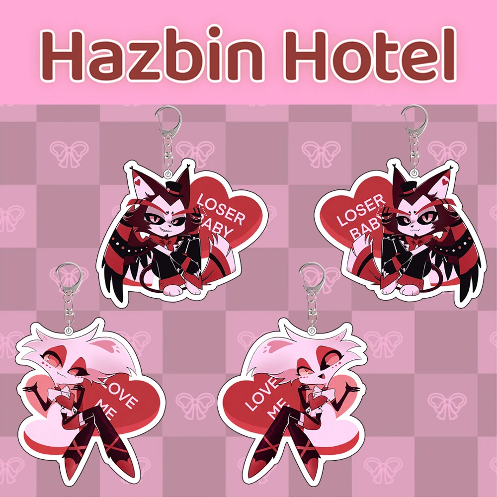 

Anime Acrylic Keychain Hazbin Hotel Angel Dust Husk Love Series Peripherals Backpack Clothing Pendant Valentine's Day Gift