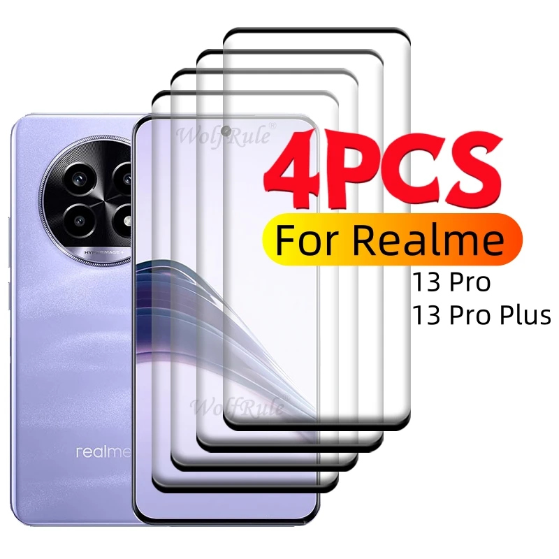 

1/2/3/4PCS For Realme 13 Pro Glass OPPO Realme 13 Pro Plus Tempered Glass 9H HD Full Cover Curved Screen Protector Realme 13 Pro