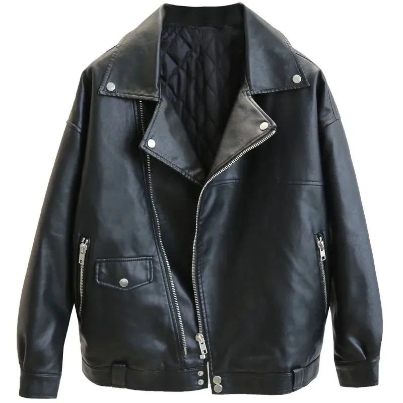 Veste de moto en cuir PU pour femme, vêtements d'extérieur courts rembourrés, manteau BF Wind, noir, haute qualité, automne, hiver, nouveau, 2024