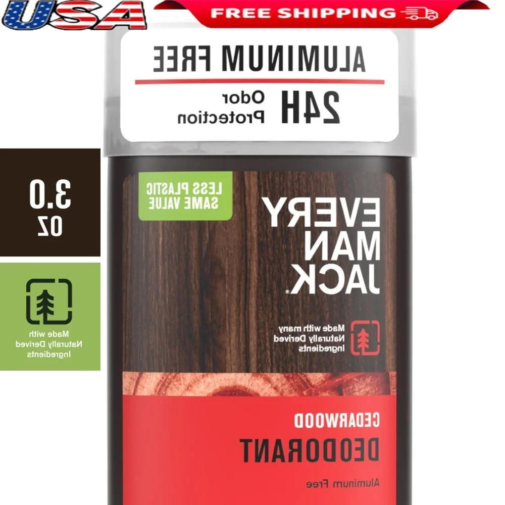 

Men's Natural Deodorant Aluminum Free Cedarwood Long Lasting Odor Protection Moisture Absorbing Cotton Lichen Extract Eco