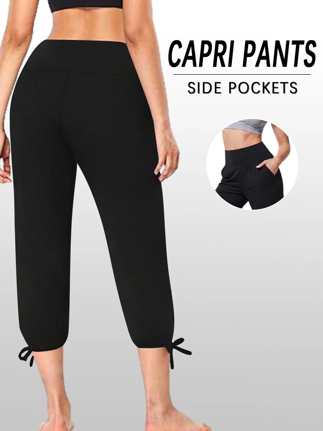Womens Yoga Pants Capri Loose Workout Sweatpants Comfy Lounge Joggers with Pock… - Image 2