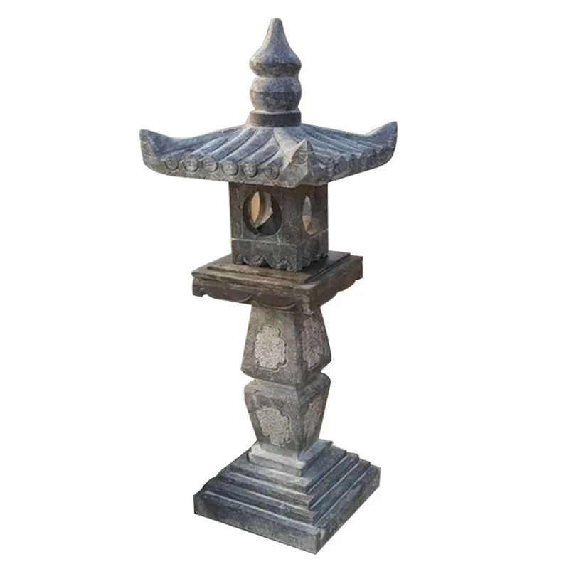 

Каменная резьба по камню, каменная лампа, японский сад, антикварный китайский солнечный камень, маяк, орнамент, садовый уличный фонарь из черного камня