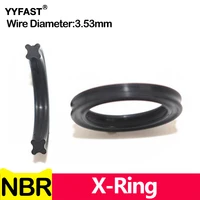CS WD 3,53 mm, anillo en X NBR negro, anillo de sellado de cuatro labios, caucho de nitrilo, para cilindros hidráulicos, varillas de pistón. Diámetro interior 4,34-456,06 mm