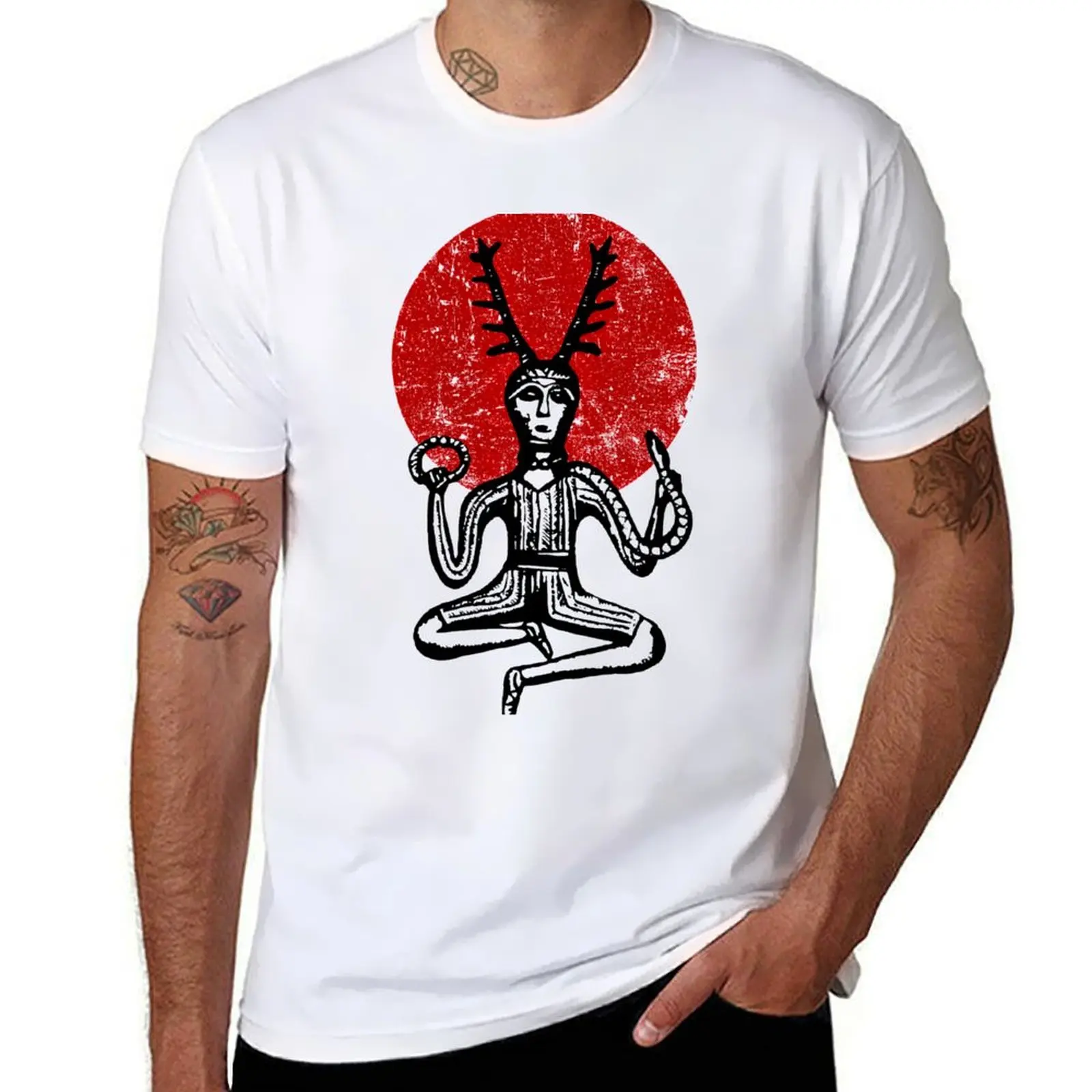 

god 100% t custom print cotton tshirt T-Shirt cernunnos horned shirt