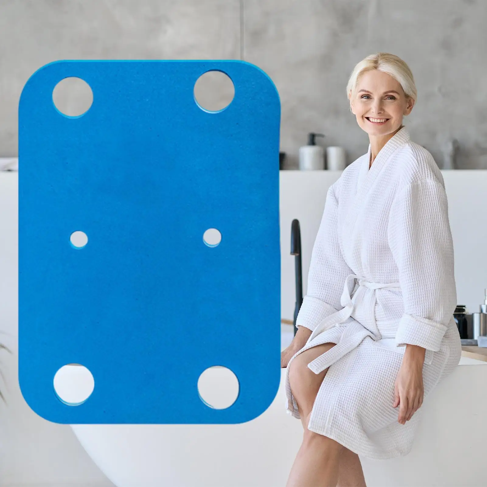 Waterproof Shower Chair Cushion, Non-Slip Bath Seat Mat with Adhesive Backing, Soft EVA Foam Pad for Elderly Seniors Disabled