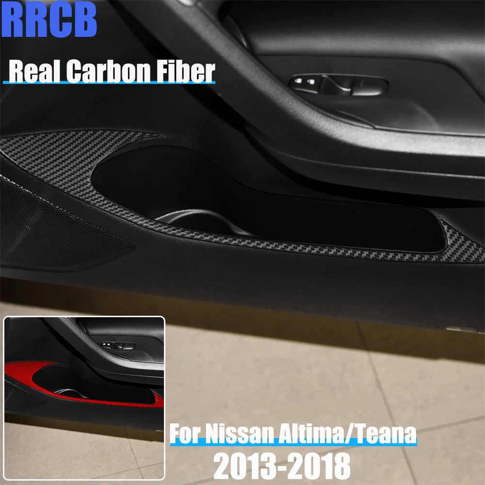 

Real Carbon Fiber Car Accessories Front Door Storage Soft Cover Sticker For Nissan Altima/Teana L33 2013 2014 2015 2016 2017 18