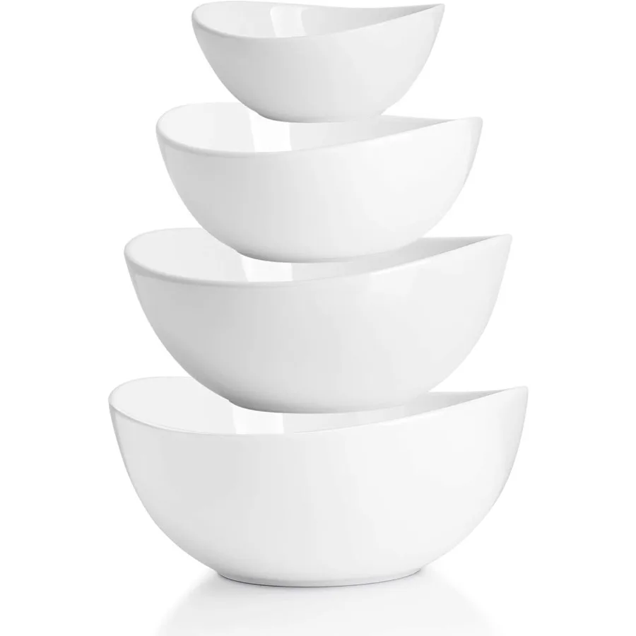 Porcelain Serving Bowls Set 1042 oz Versatile for Salad Soup Snacks Microwave and Dishwasher Safe White Ideal for Everyday Dini