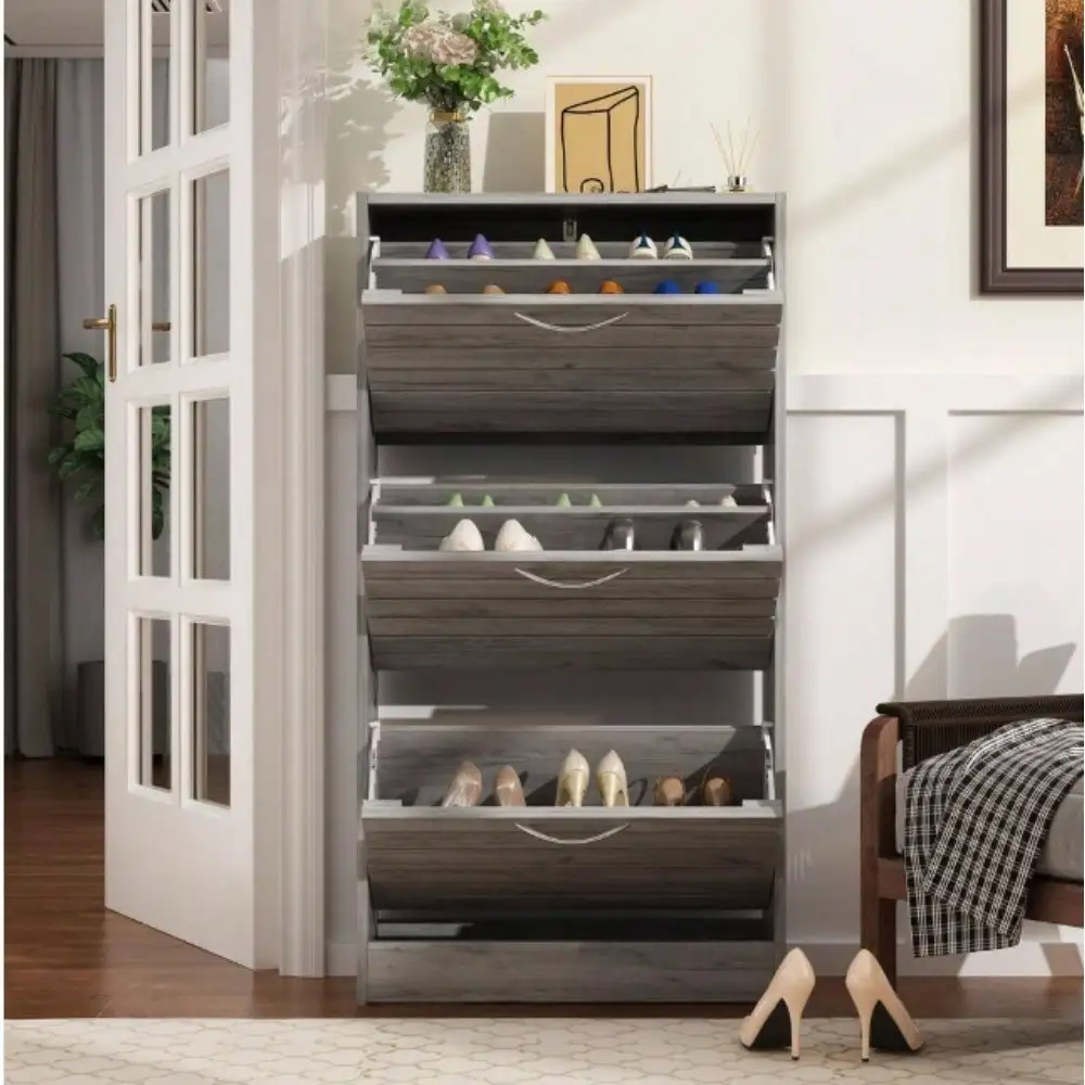 

High-Quality Particle Board Shoe Storage Cabinet (18 Pairs Max) for Entryway, Hallway, Bedroom, Closet, Living Room
