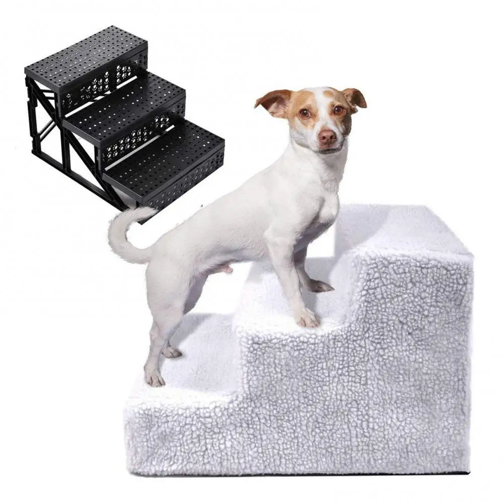 Climbing Pet Anti-slip 3 Steps Plush Cloth Stairs 3 Steps Pet Dog Stairs Ladder Dogs Bed Stairs Dog Stairs Ladder Pet Accessorie