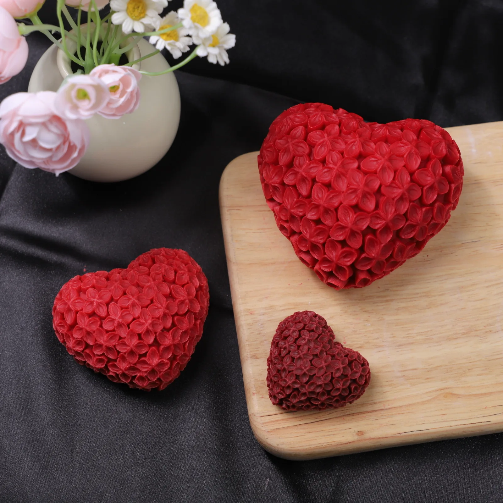 3D Love Heart Silicone Candle Mold DIY Handmade Creative Flower Aromatherapy Plaster Resin Soap Making Supplies Kit Home Gifts