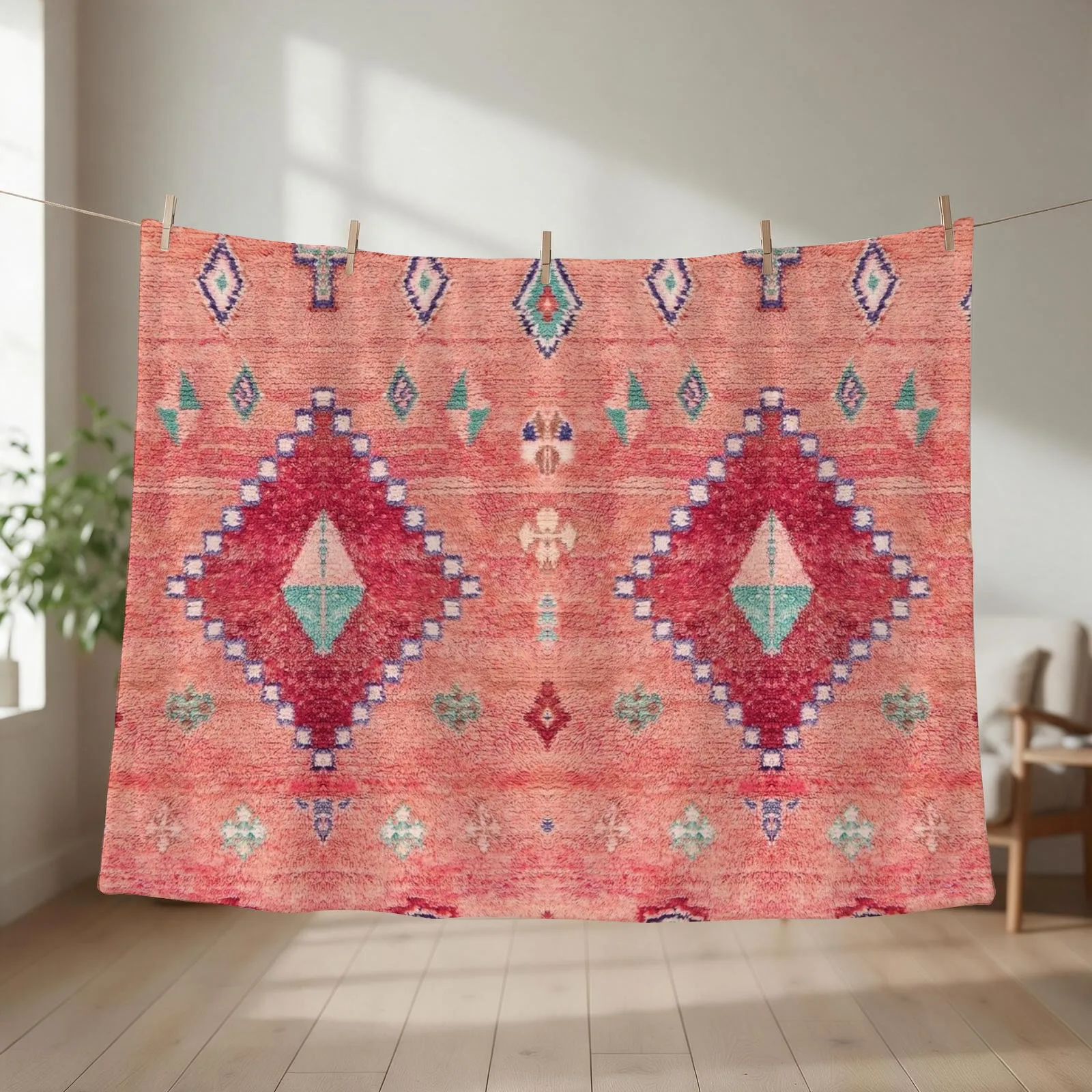 Heritage Moroccan Rug Style Design Throw Blanket Thermals For Travel Retros christmas decoration christmas gifts Blankets