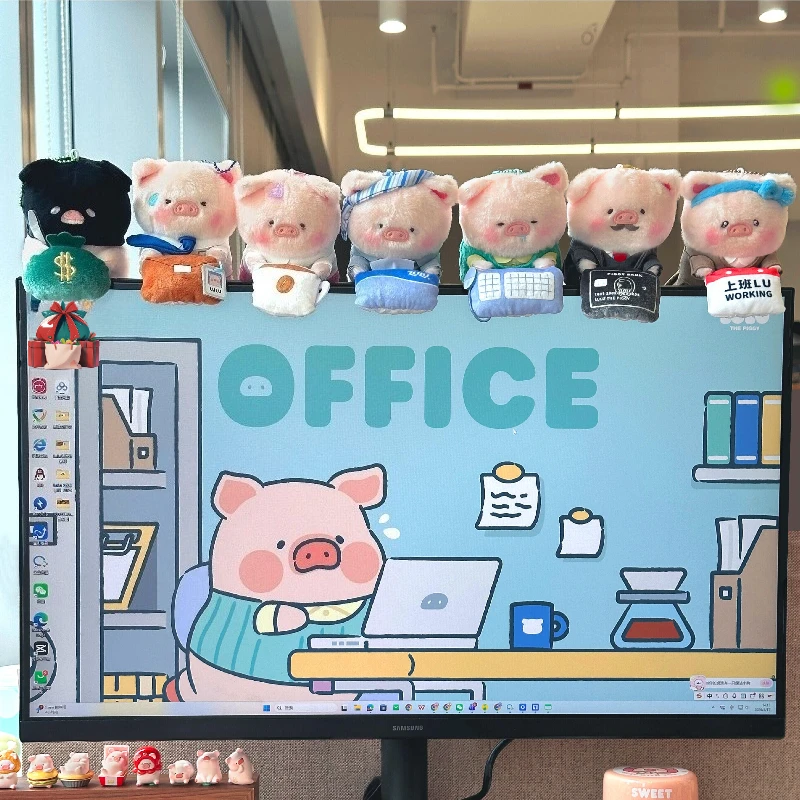 Lulu la Cerdita, Serie Mis Compañeros de Trabajo, Caja Sorpresa, Figura de Anime Kawaii, Muñeco Coleccionable, Decoración de Oficina, Regalo