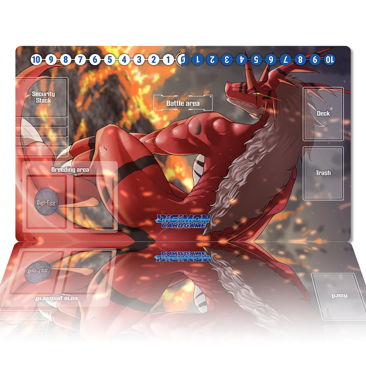 Digimon Playmat Growmon DTCG CCG Board Game Trading Card Game Mat Anime Mouse Pad Custom Desk Mat Gaming Accessories Zones & Bag