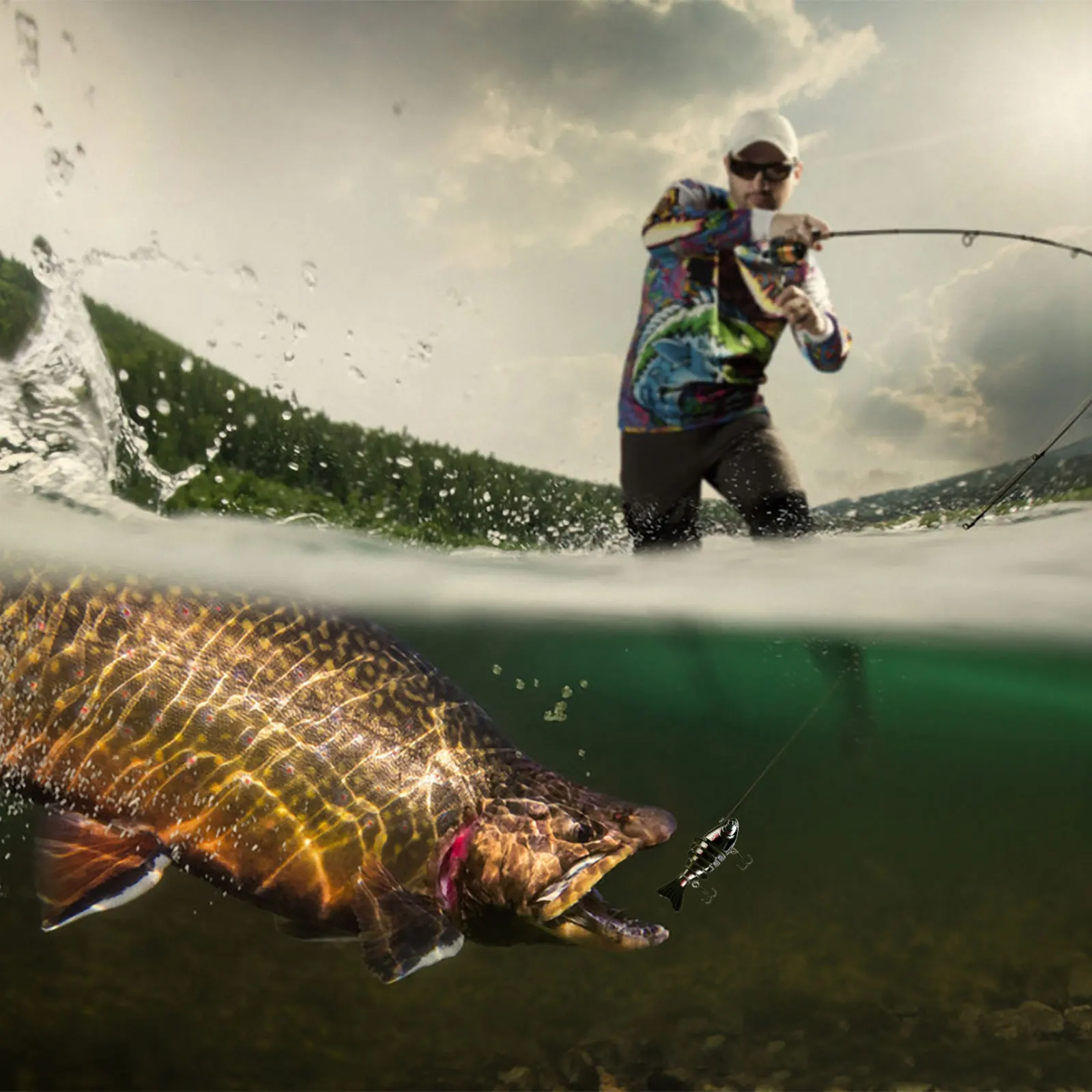 

1pc Multi Jointed Fishing Lures Realistic Abs Bait Durable Lightweight Bass Accessories For Various Fish Seasons Waters