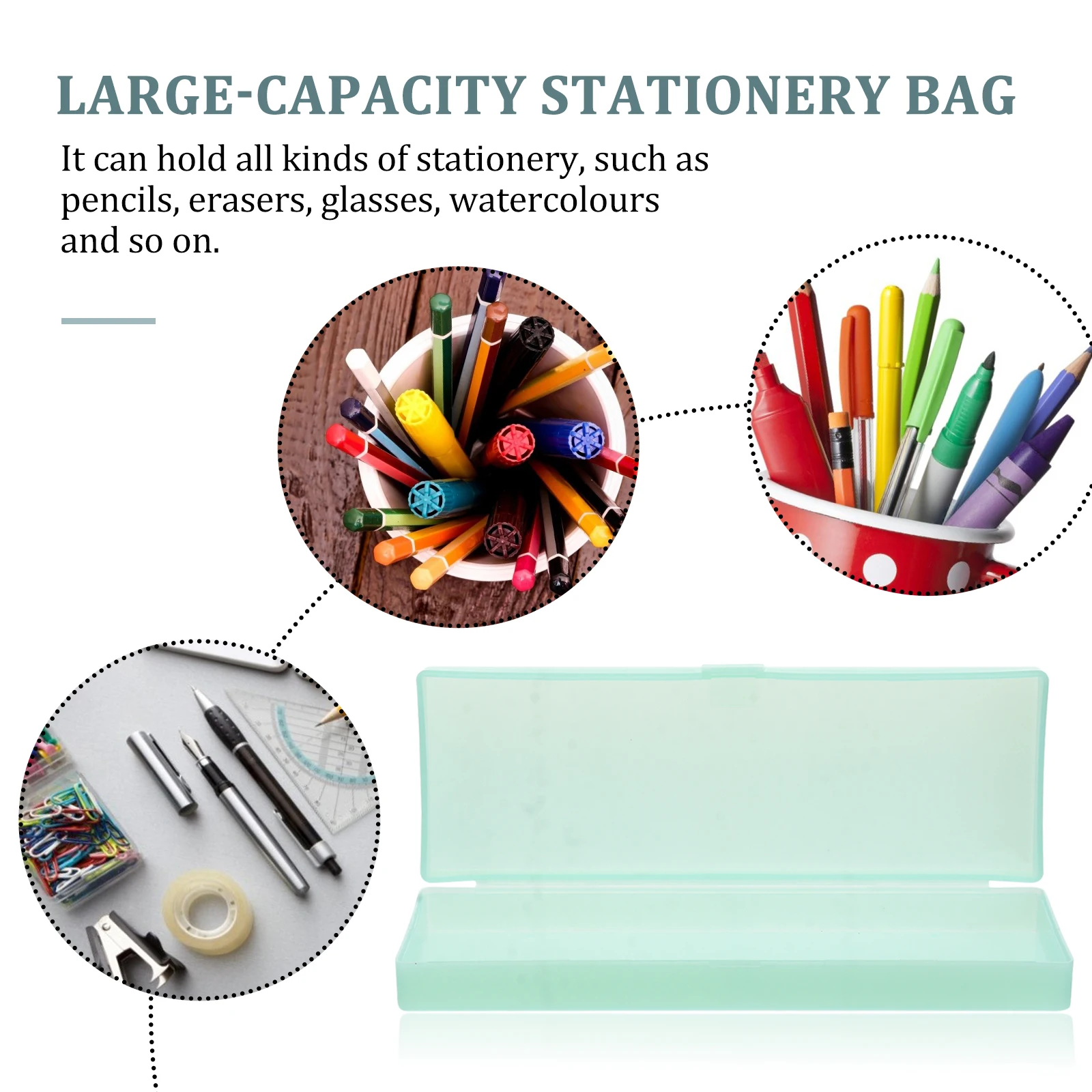 3-teiliges Federmäppchen aus Kunststoff, umweltfreundlich, multifunktional, robust, durchscheinend, kreativ