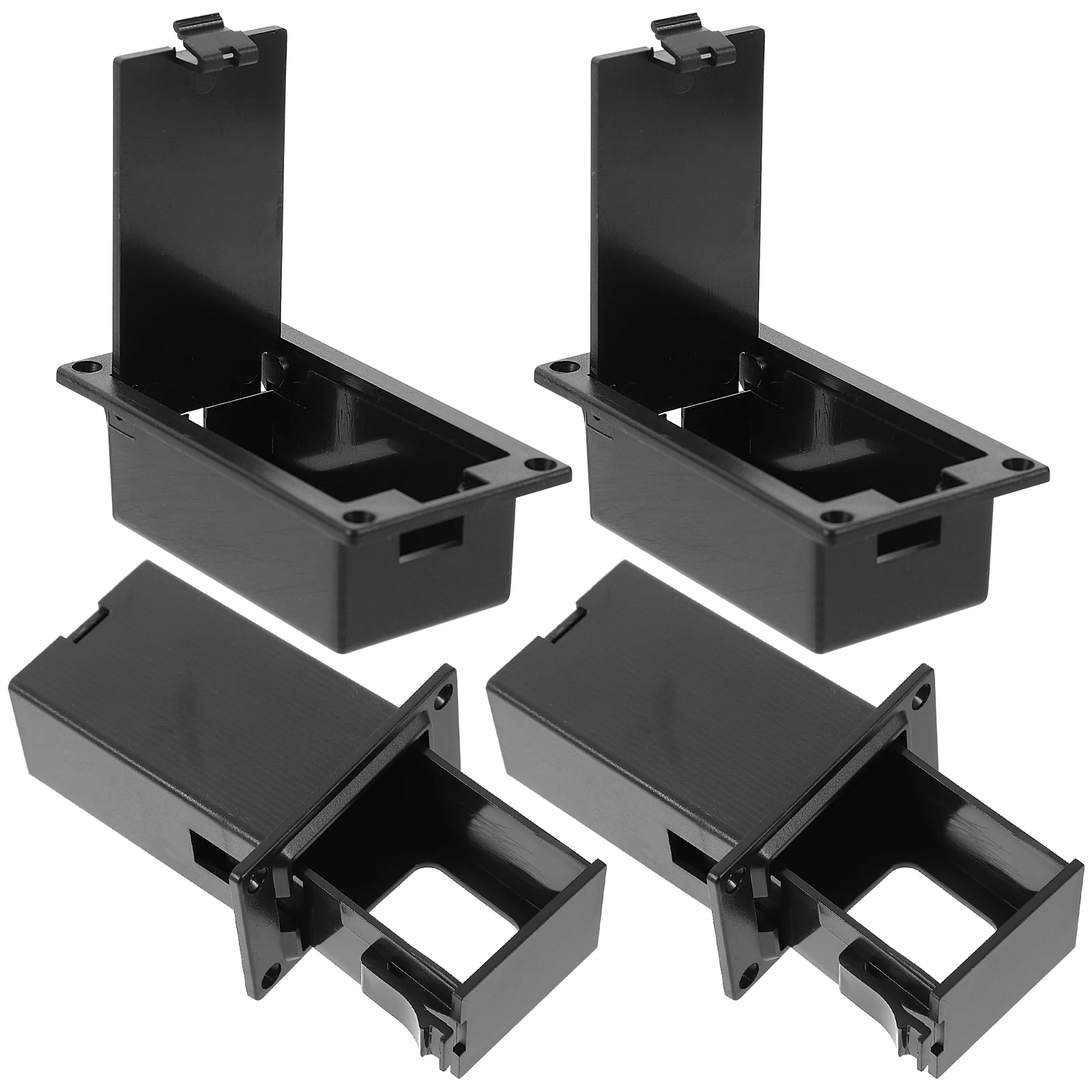 

4 Pcs Holder Pickup Case Boxes Electric Guitar Parts Bass Container Black